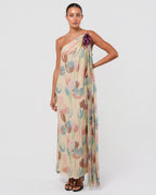 1970s Silk Chiffon Dress With Flower Detail