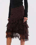 Galliano Era Silk Ruffle Skirt