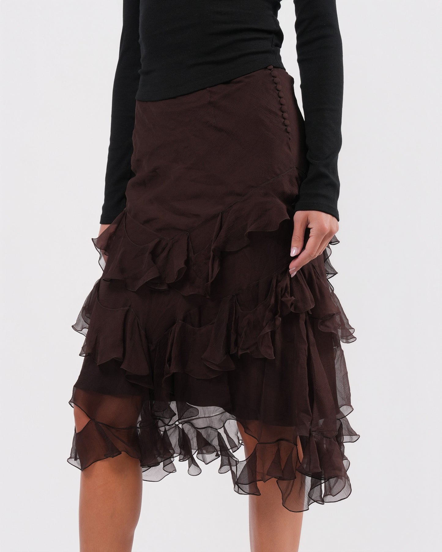 Galliano Era Silk Ruffle Skirt