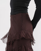 Galliano Era Silk Ruffle Skirt