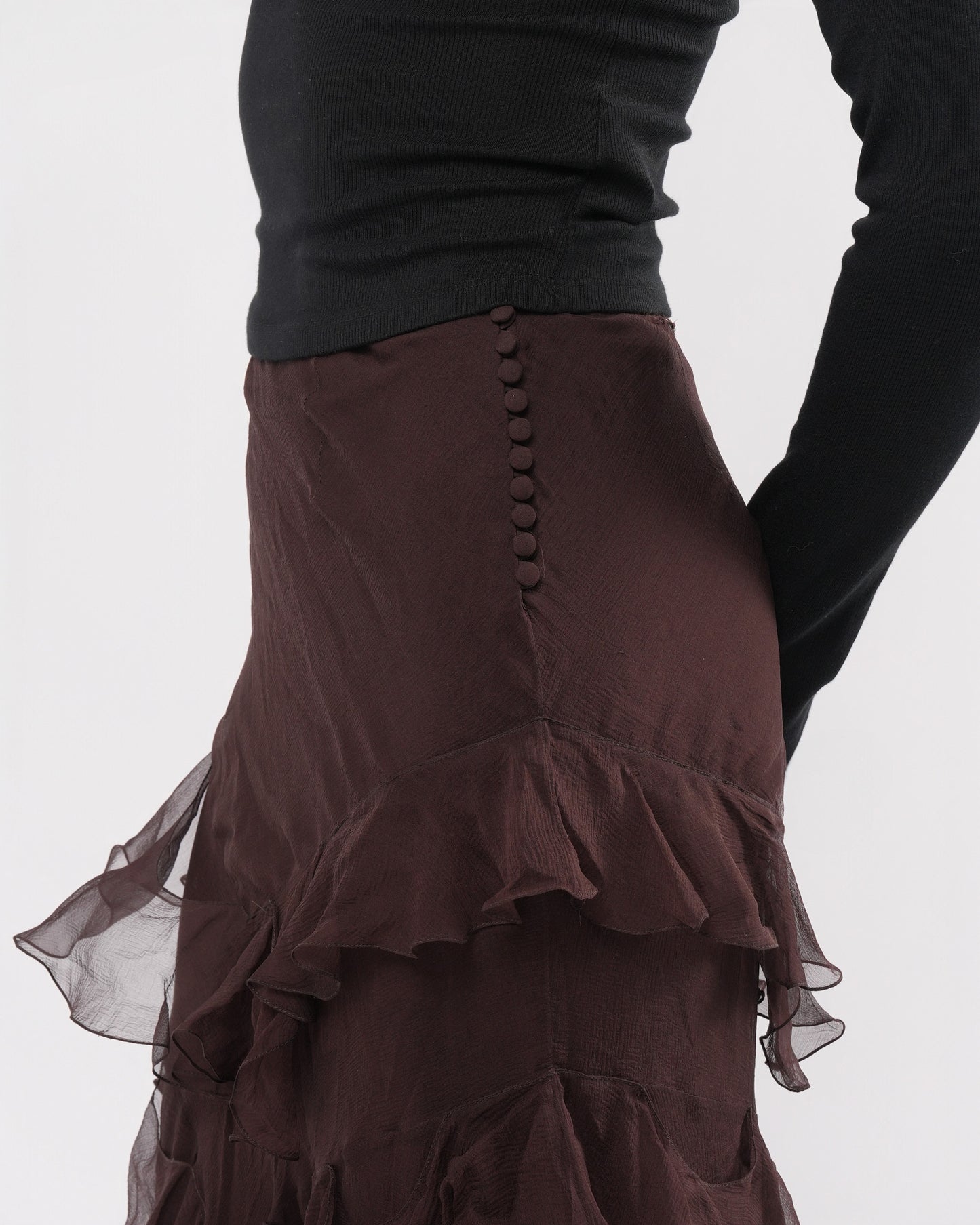 Galliano Era Silk Ruffle Skirt