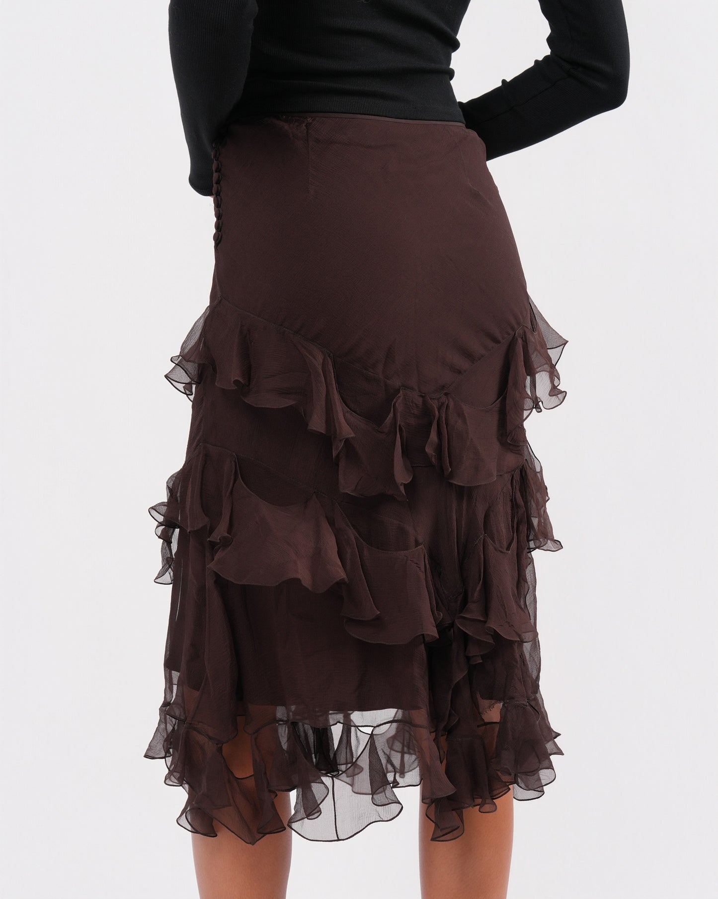 Galliano Era Silk Ruffle Skirt