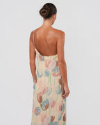 1970s Silk Chiffon Dress With Flower Detail