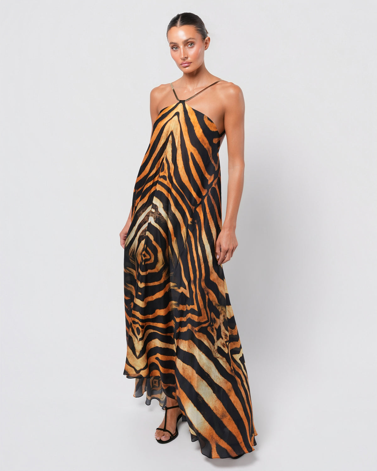 Tiger Print Silk Gown