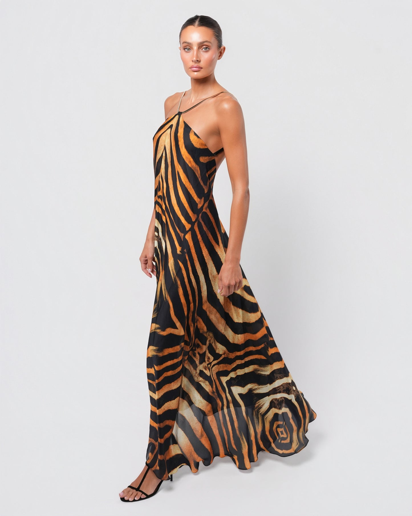 Tiger Print Silk Gown