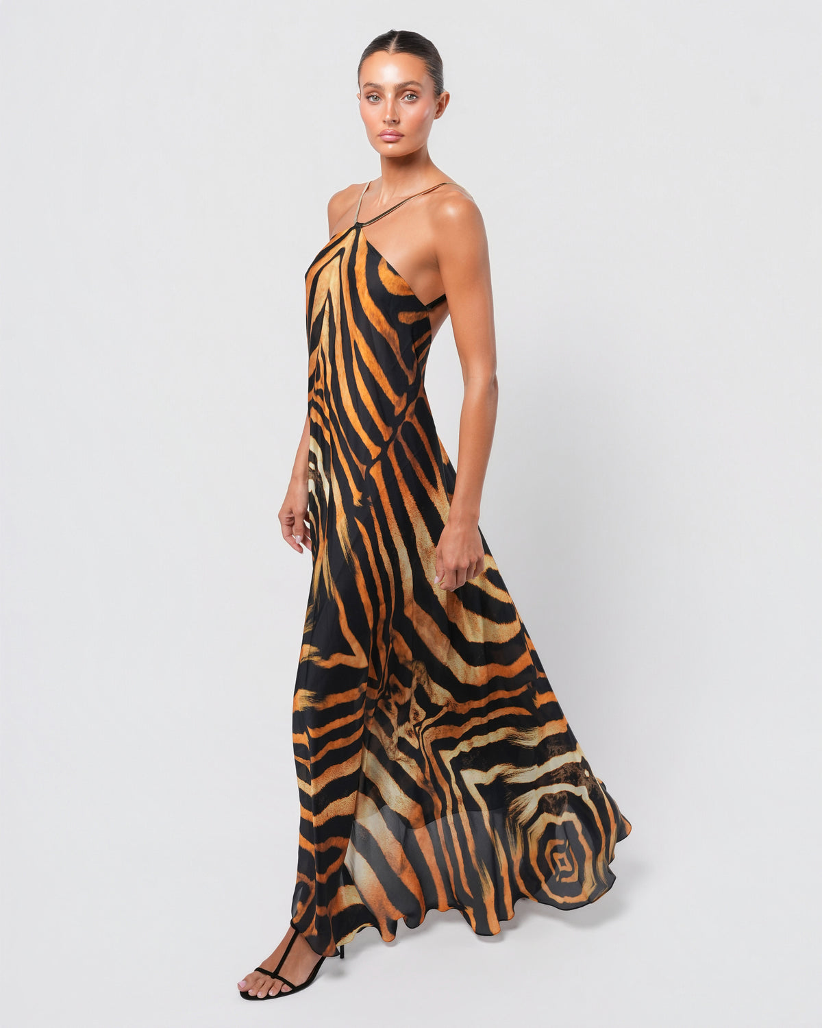 Tiger Print Silk Gown