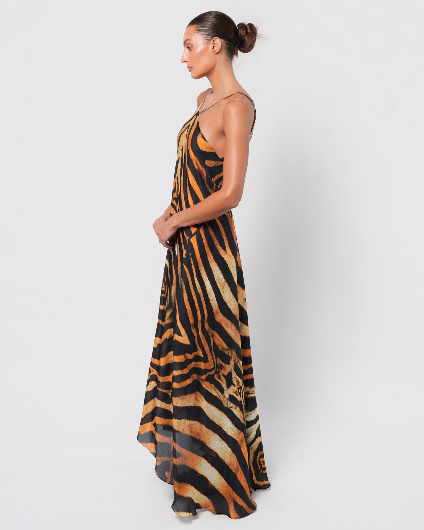 Tiger Print Silk Gown