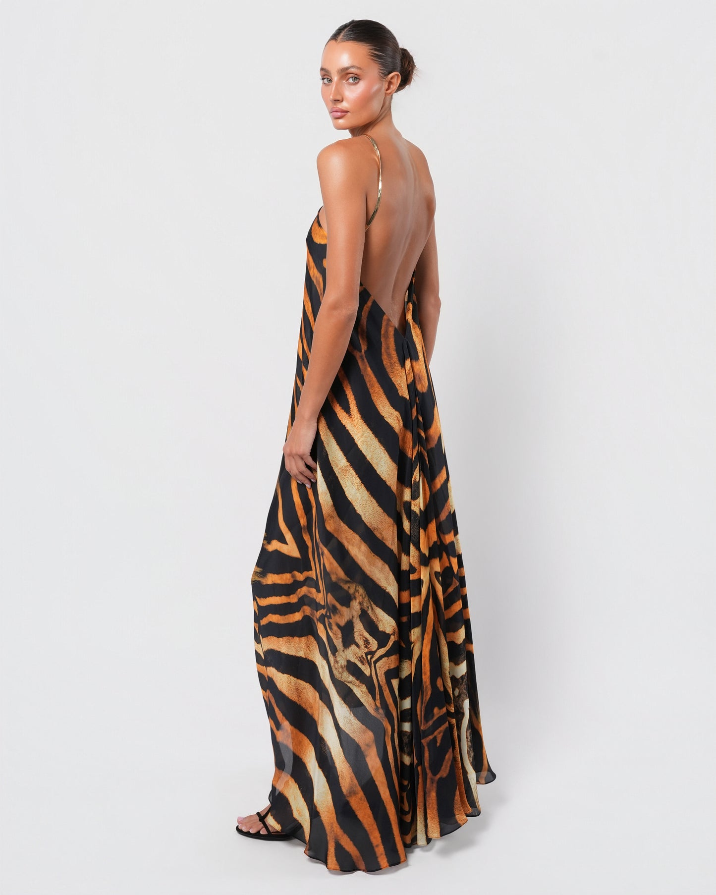 Tiger Print Silk Gown
