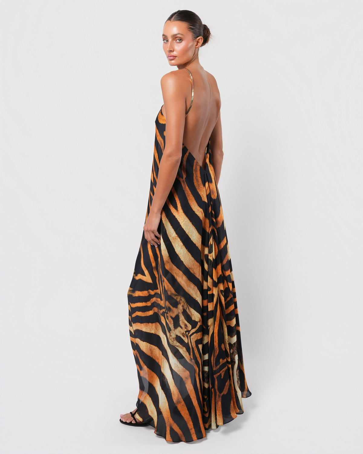 Tiger Print Silk Gown