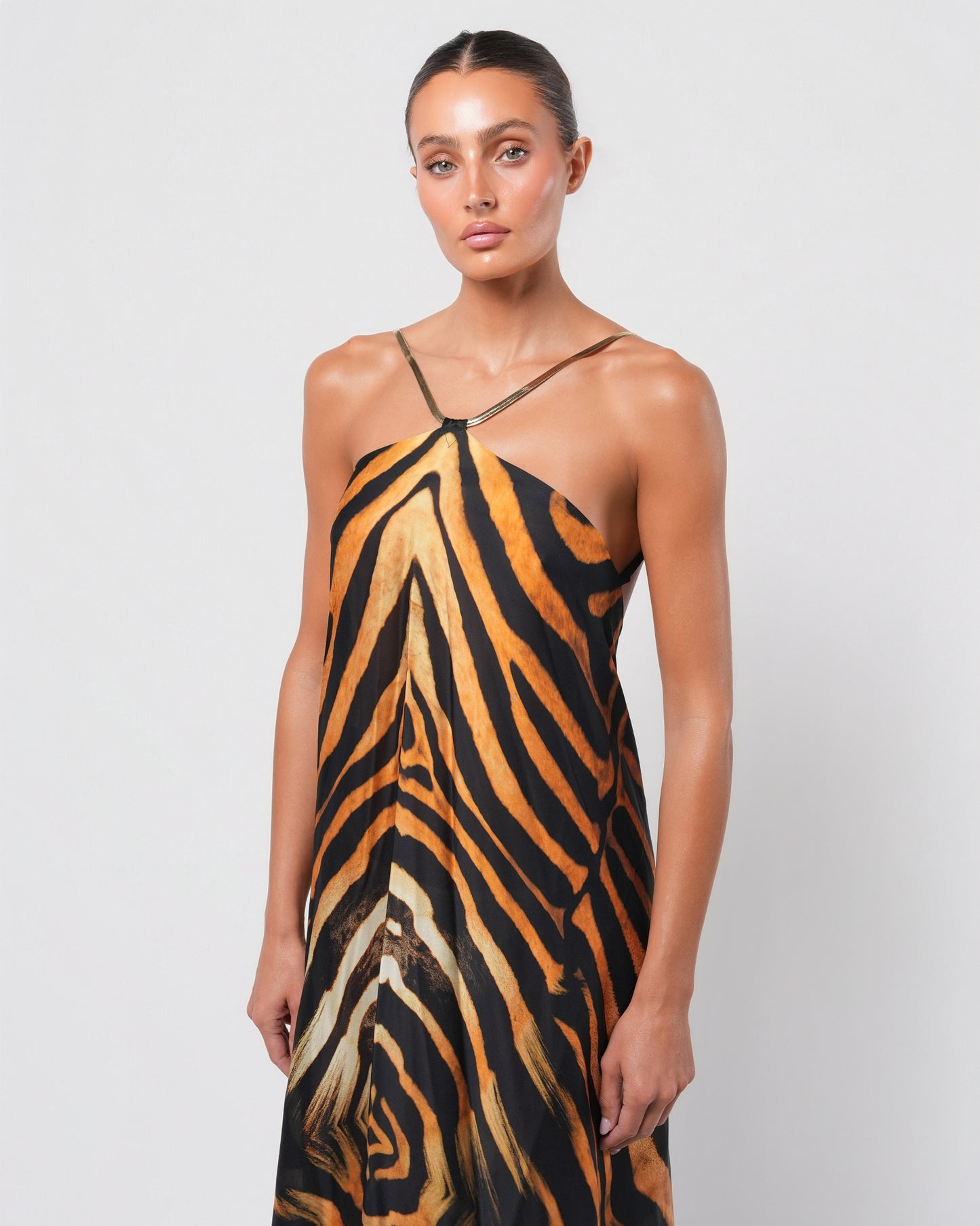 Tiger Print Silk Gown