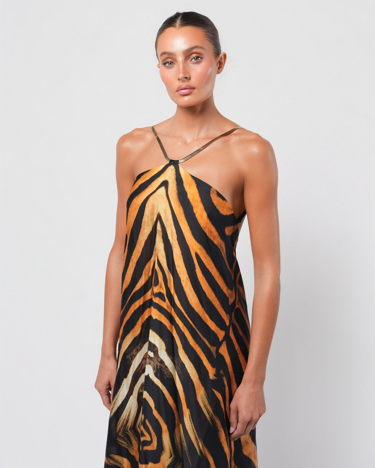 Tiger Print Silk Gown