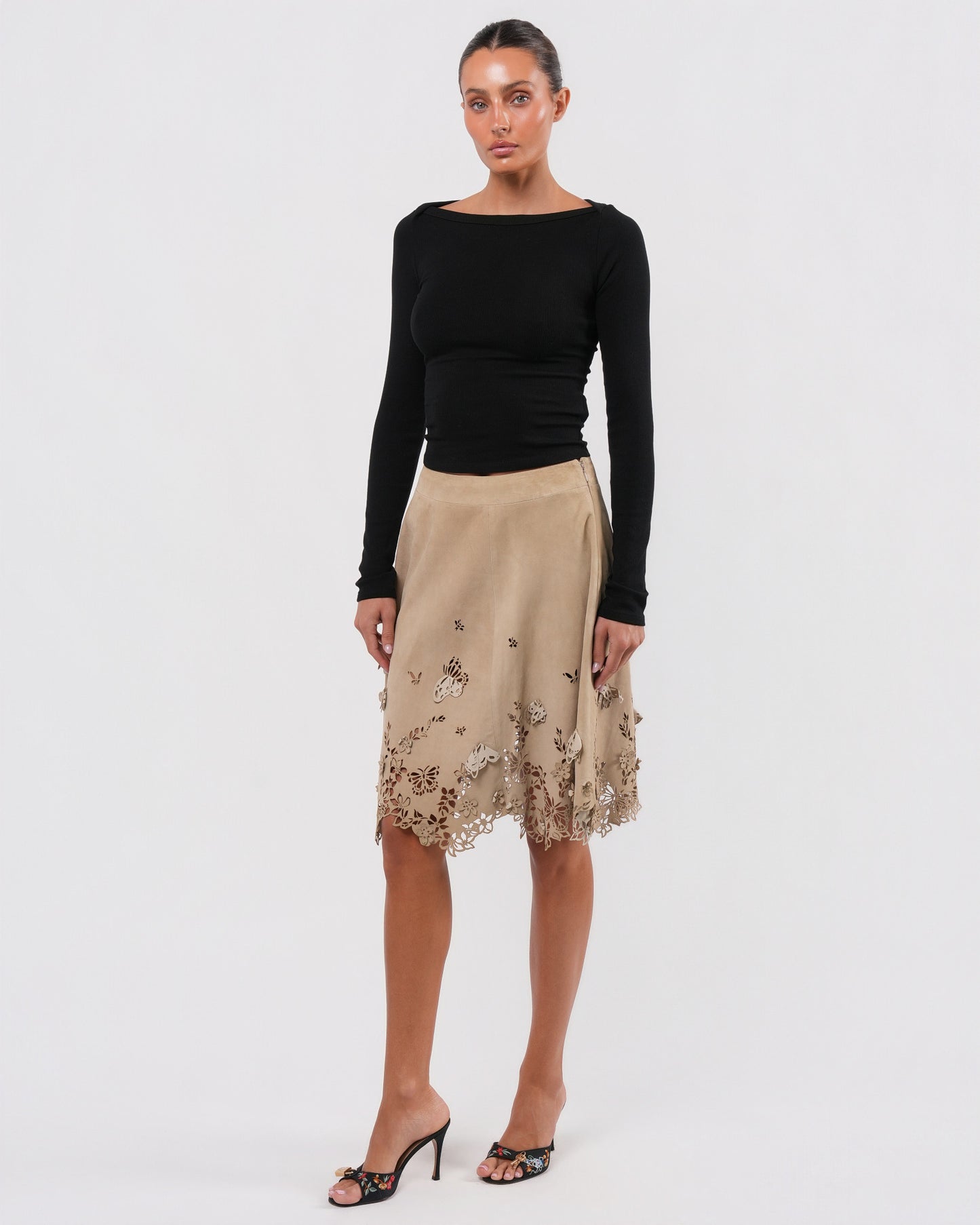 SS 2005 "It's Only A Game" Suede Lasercut Skirt