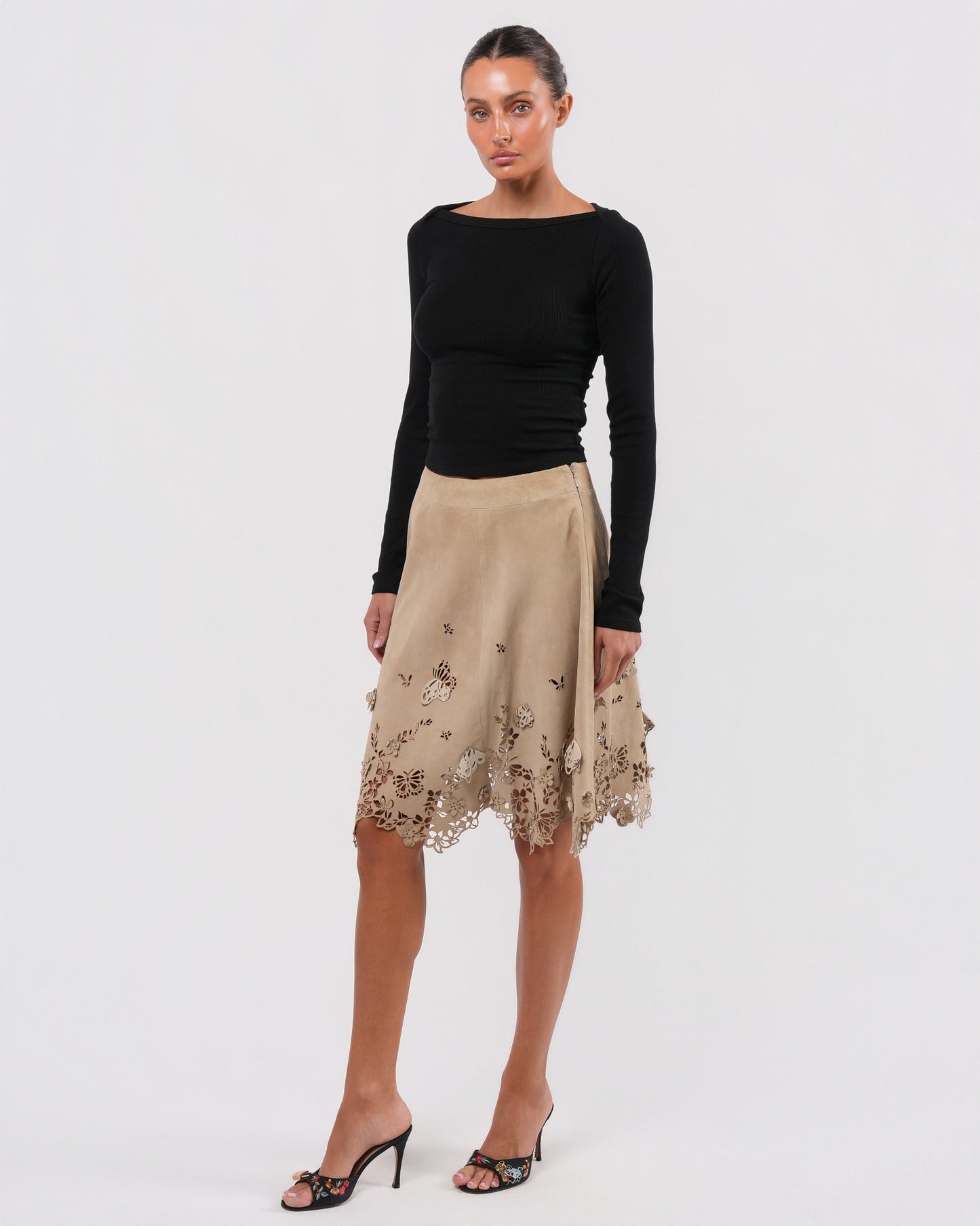 SS 2005 "It's Only A Game" Suede Lasercut Skirt