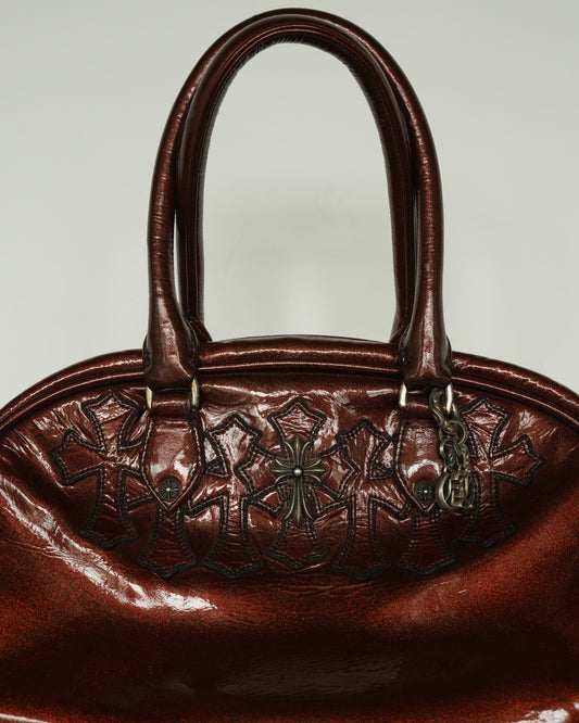 Galaxy Red Silver Embellished Cross Patch Bowling Bag