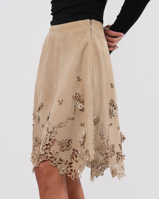 SS 2005 "It's Only A Game" Suede Lasercut Skirt