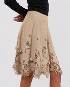 SS 2005 "It's Only A Game" Suede Lasercut Skirt