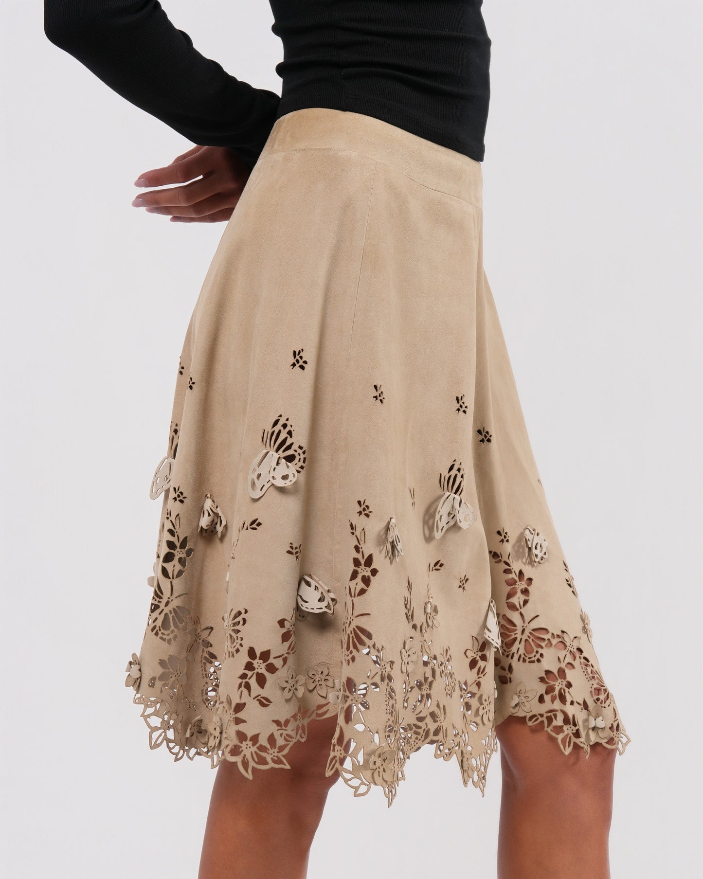 SS 2005 "It's Only A Game" Suede Lasercut Skirt