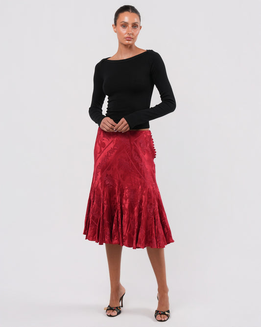 FW 2002 Red Jacquard Skirt