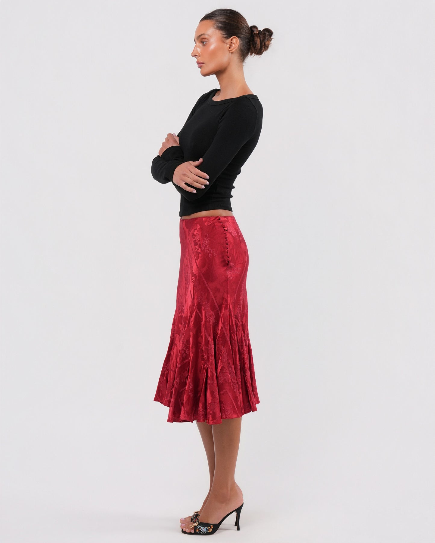 FW 2002 Red Jacquard Skirt