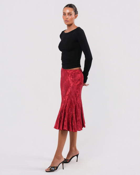 FW 2002 Red Jacquard Skirt