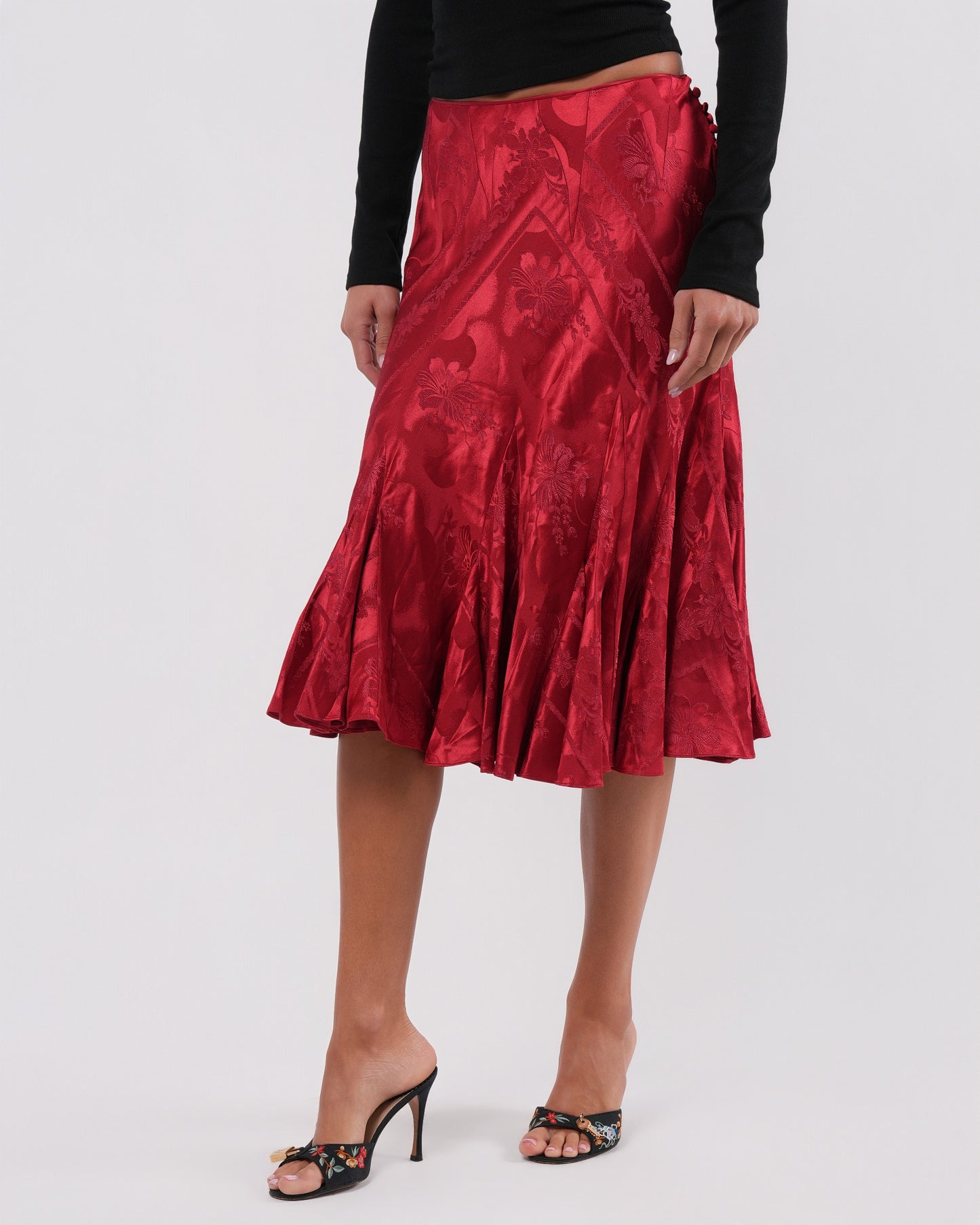 FW 2002 Red Jacquard Skirt
