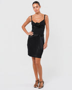2004 Satin And Mesh Slip Dress With Flower