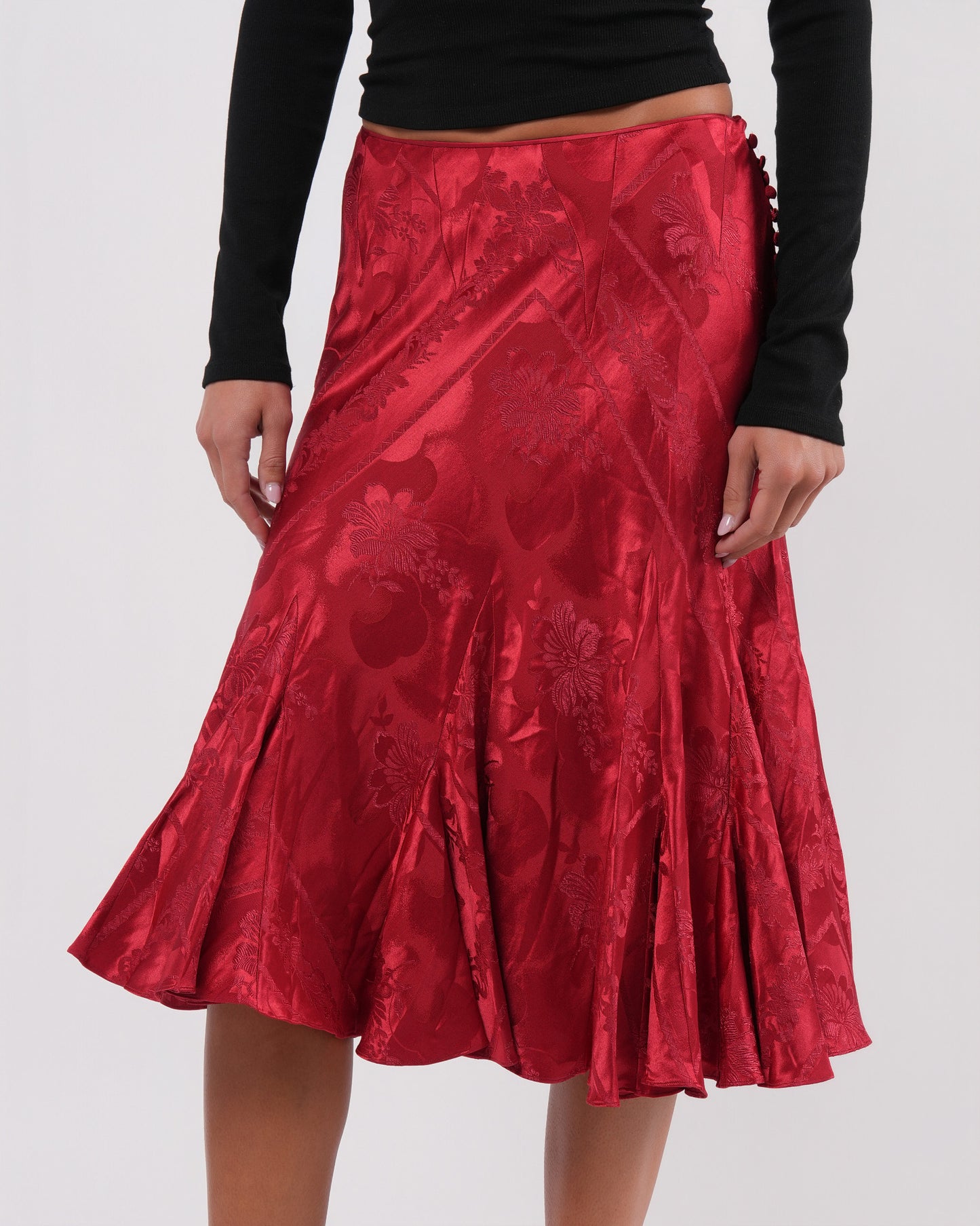 FW 2002 Red Jacquard Skirt