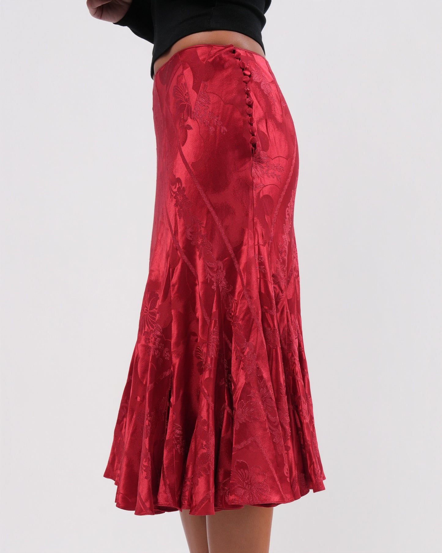 FW 2002 Red Jacquard Skirt