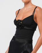 2004 Satin And Mesh Slip Dress With Flower