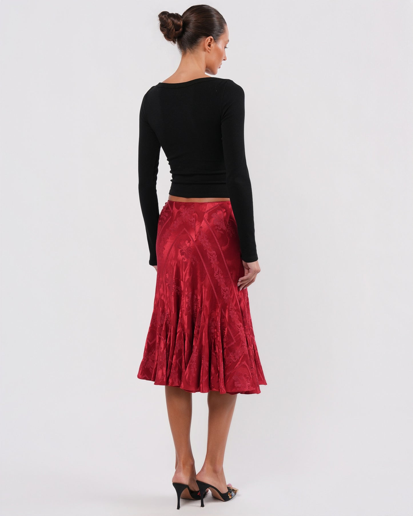 FW 2002 Red Jacquard Skirt