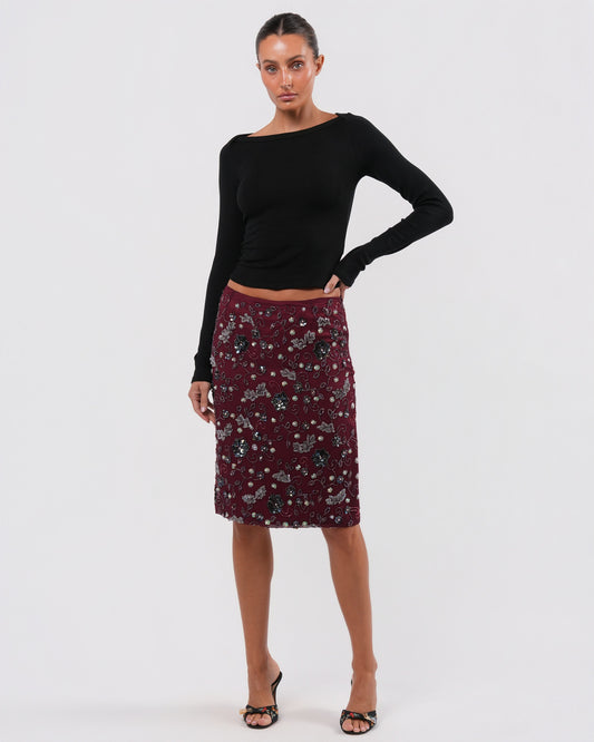 Floral Beaded Skirt