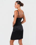 2004 Satin And Mesh Slip Dress With Flower