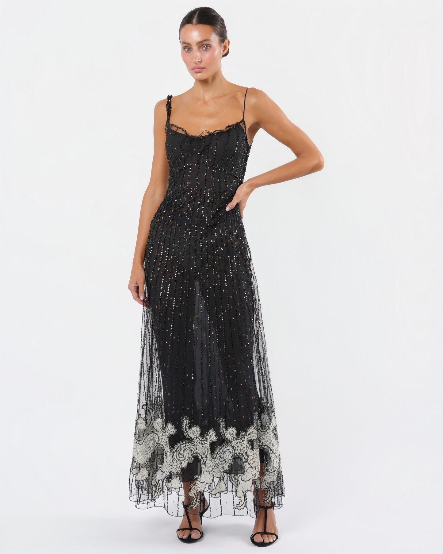 FW 2001 Tulle and Lace Overlay Gown