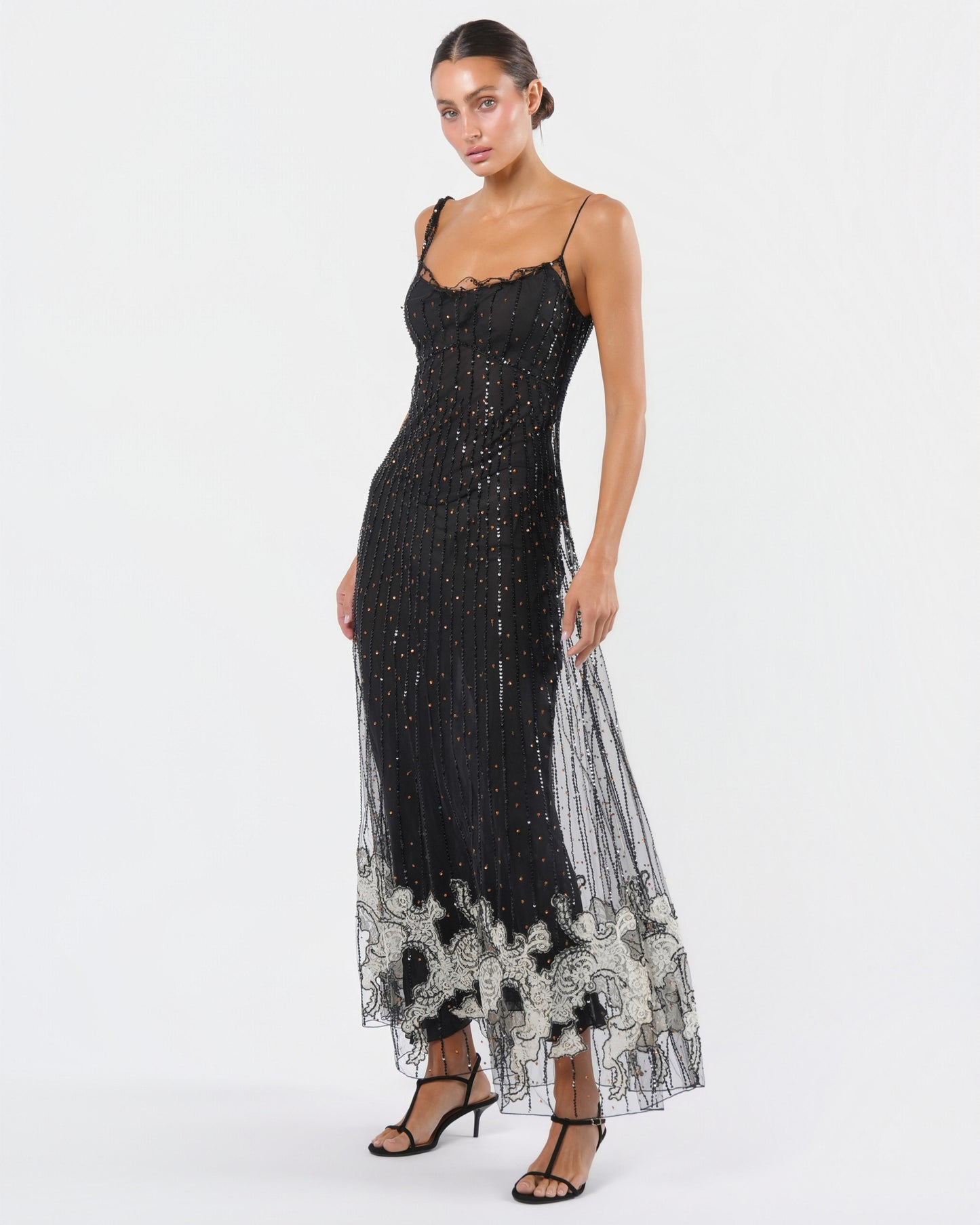 FW 2001 Tulle and Lace Overlay Gown