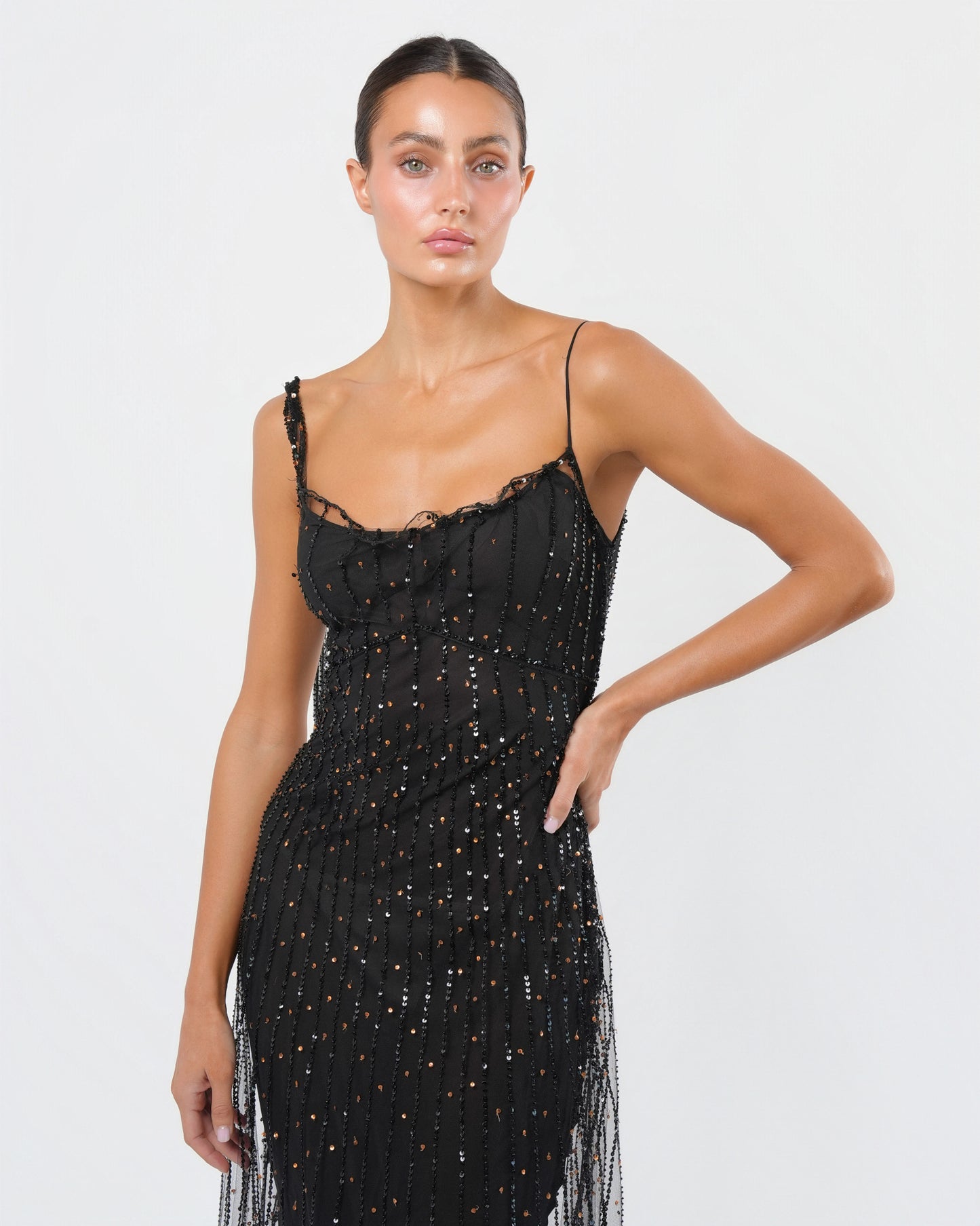 FW 2001 Tulle and Lace Overlay Gown