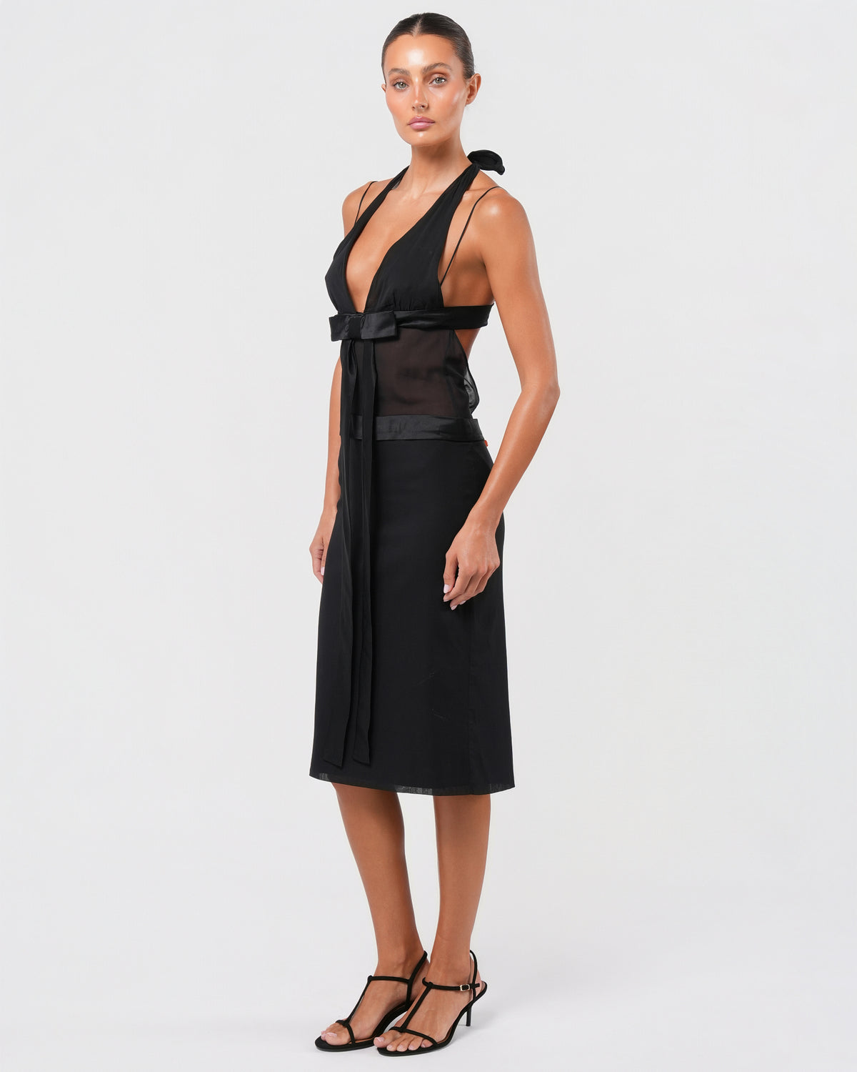 SS 2004 Halter Neck Silk Bow Dress