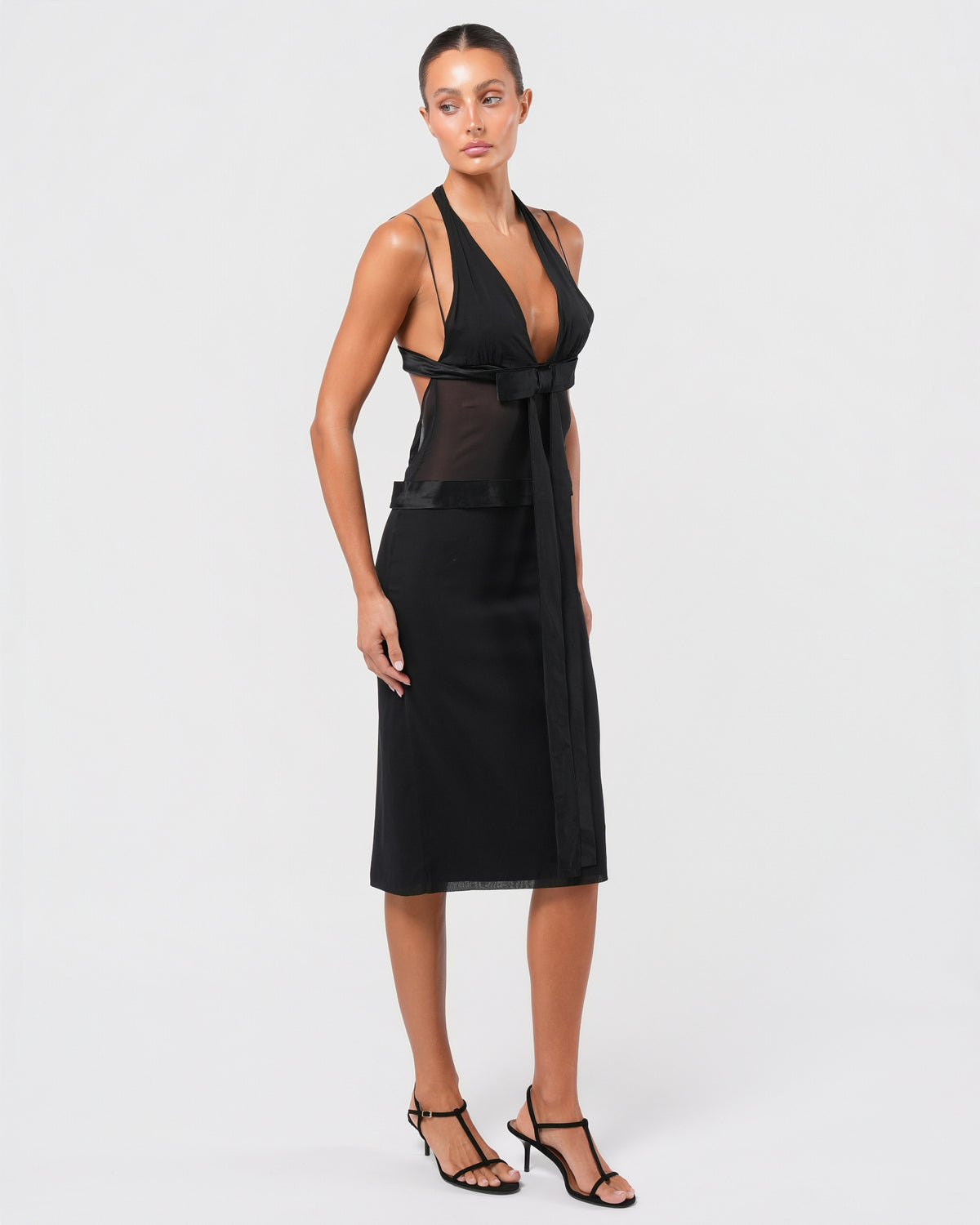 SS 2004 Halter Neck Silk Bow Dress
