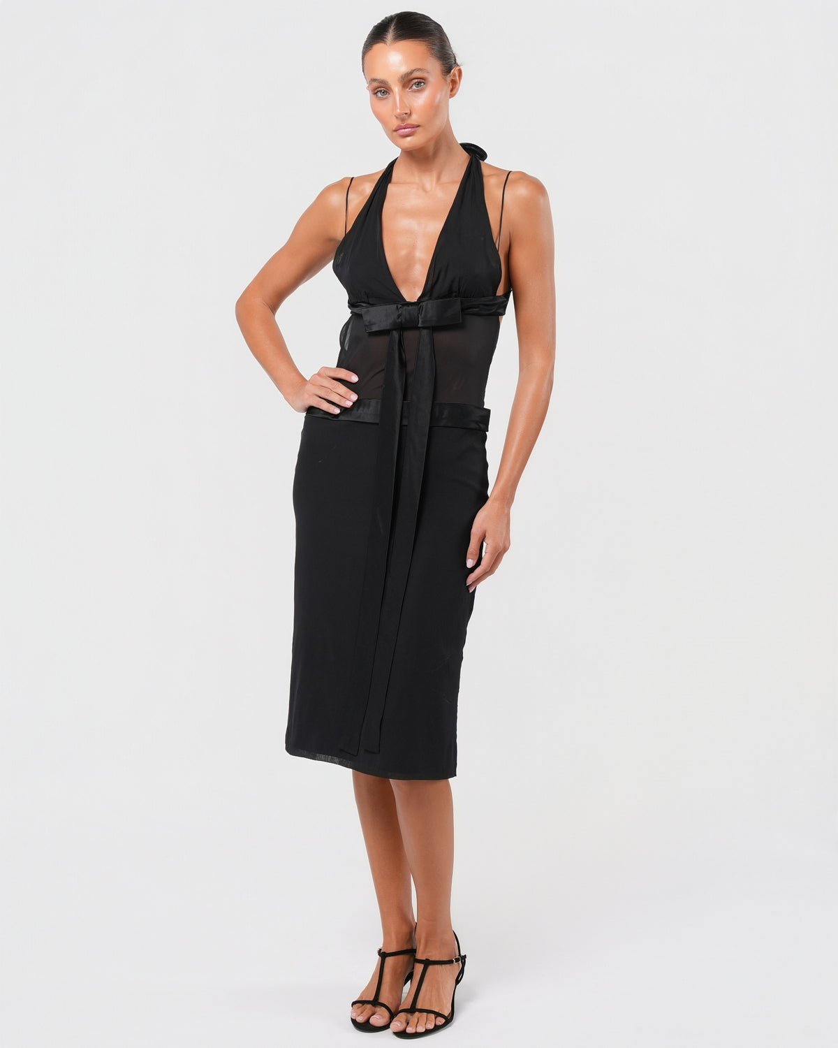 SS 2004 Halter Neck Silk Bow Dress