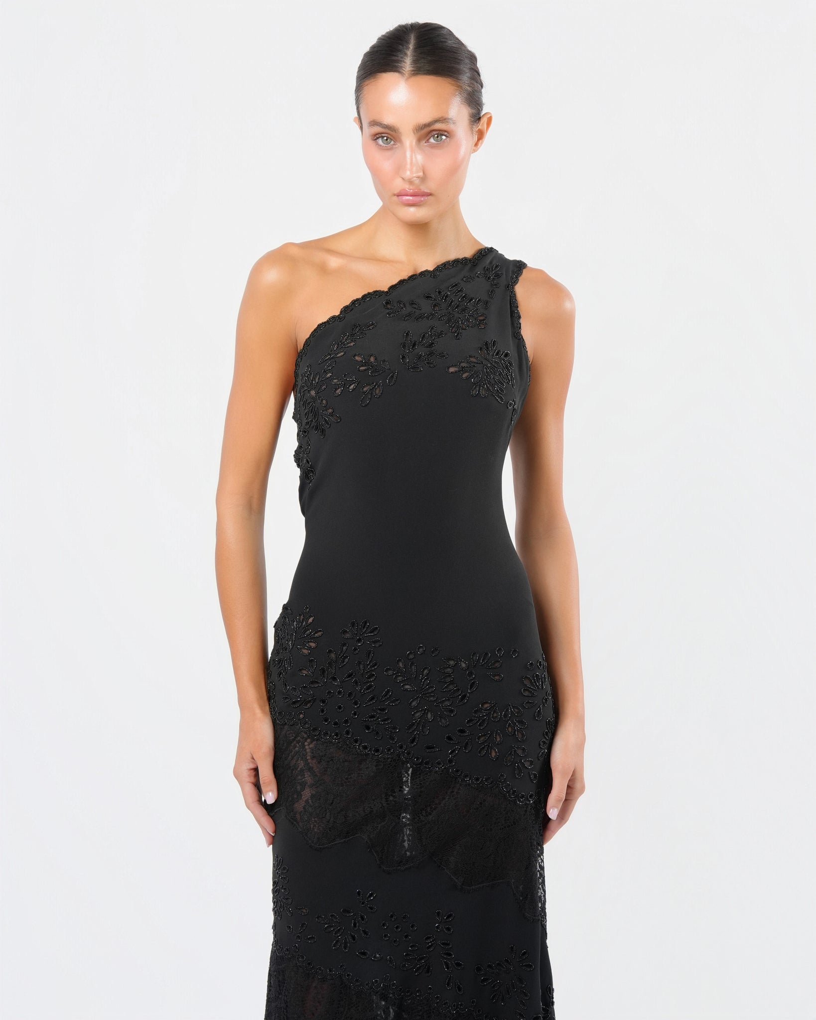 SS 1998 Beaded Runway Gown with Lace Detail – Justin Reed