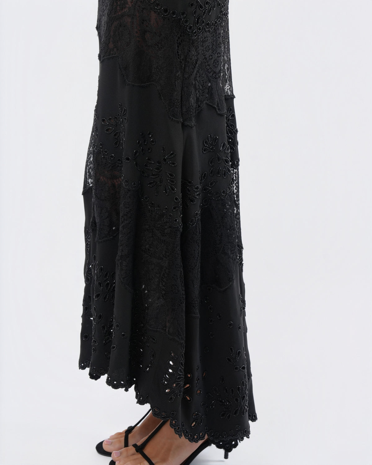 SS 1998 Beaded Runway Gown with Lace Detail