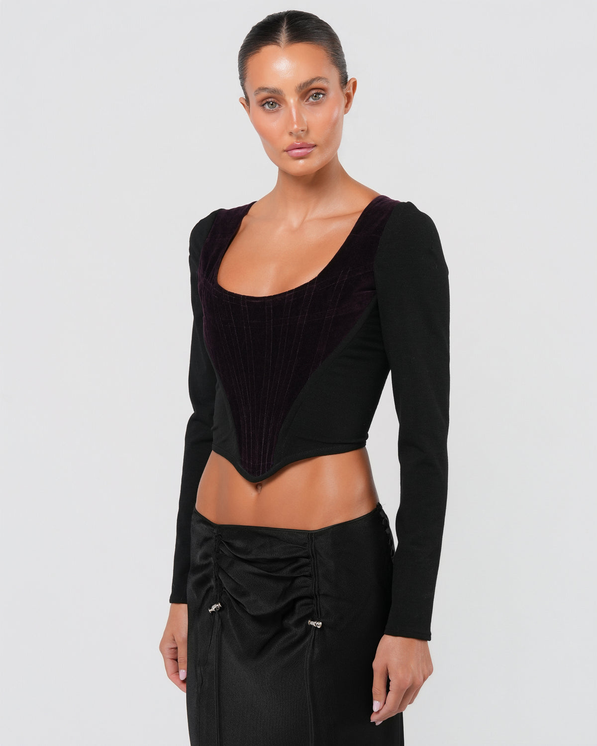 1990s Black And Purple Corset