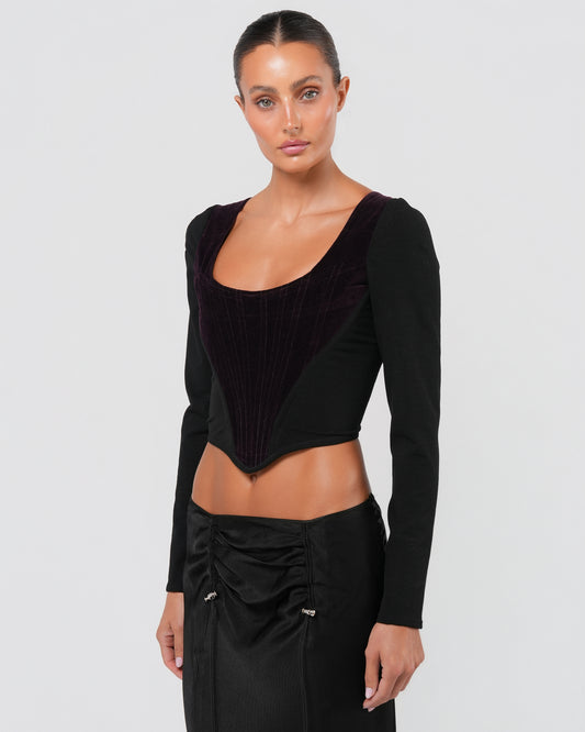 1990s Black And Purple Corset