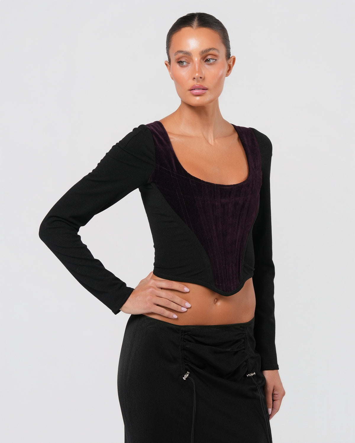 1990s Black And Purple Corset