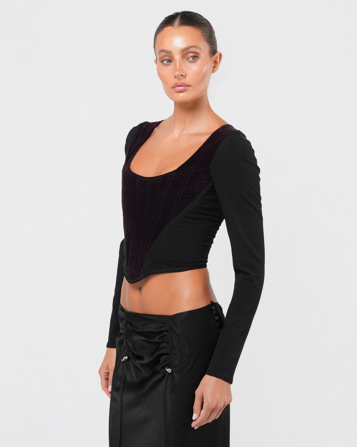 1990s Black And Purple Corset