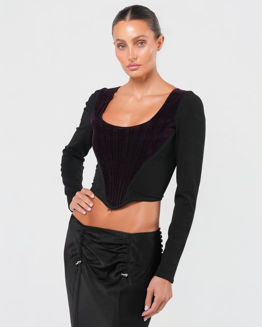 1990s Black And Purple Corset