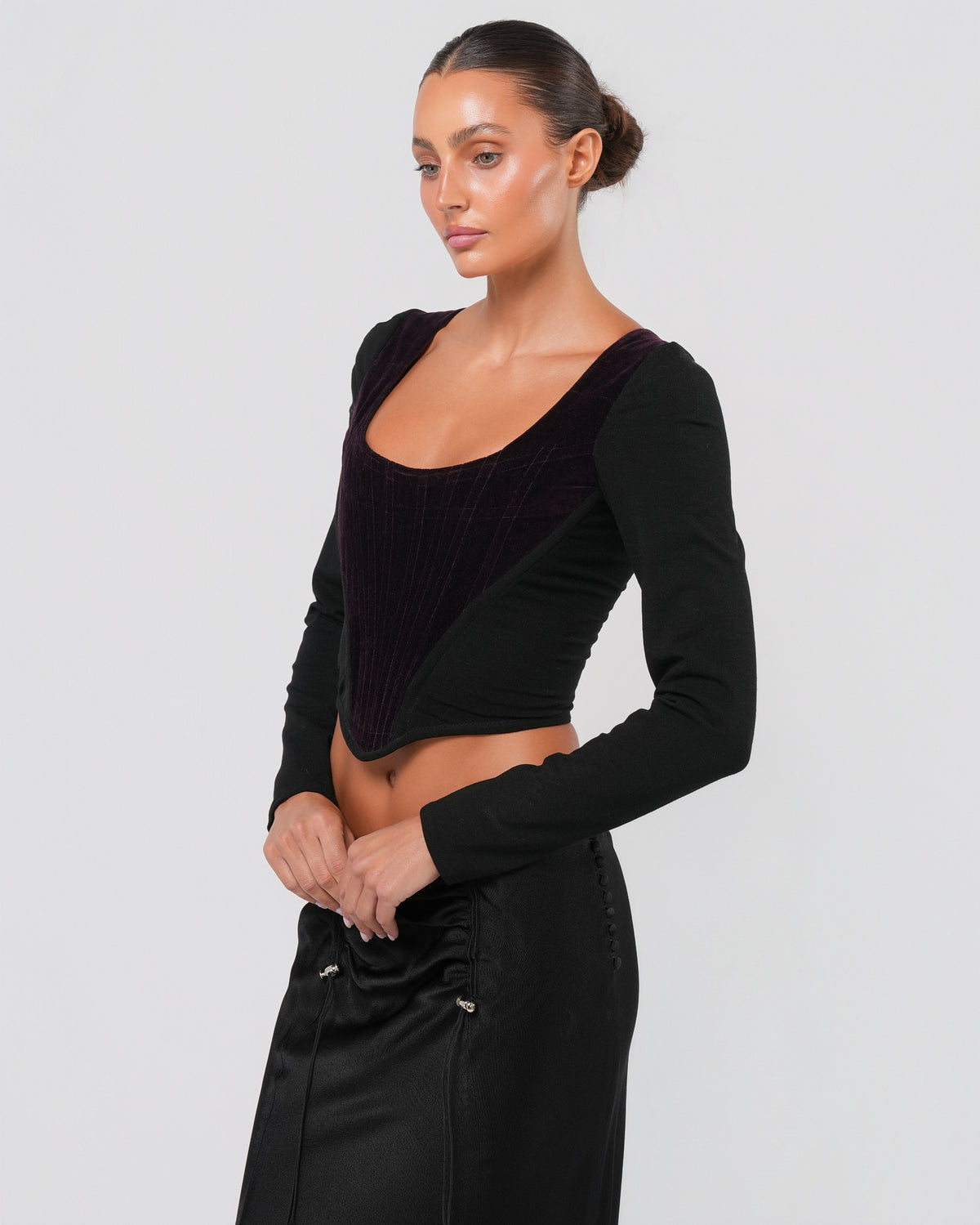 1990s Black And Purple Corset