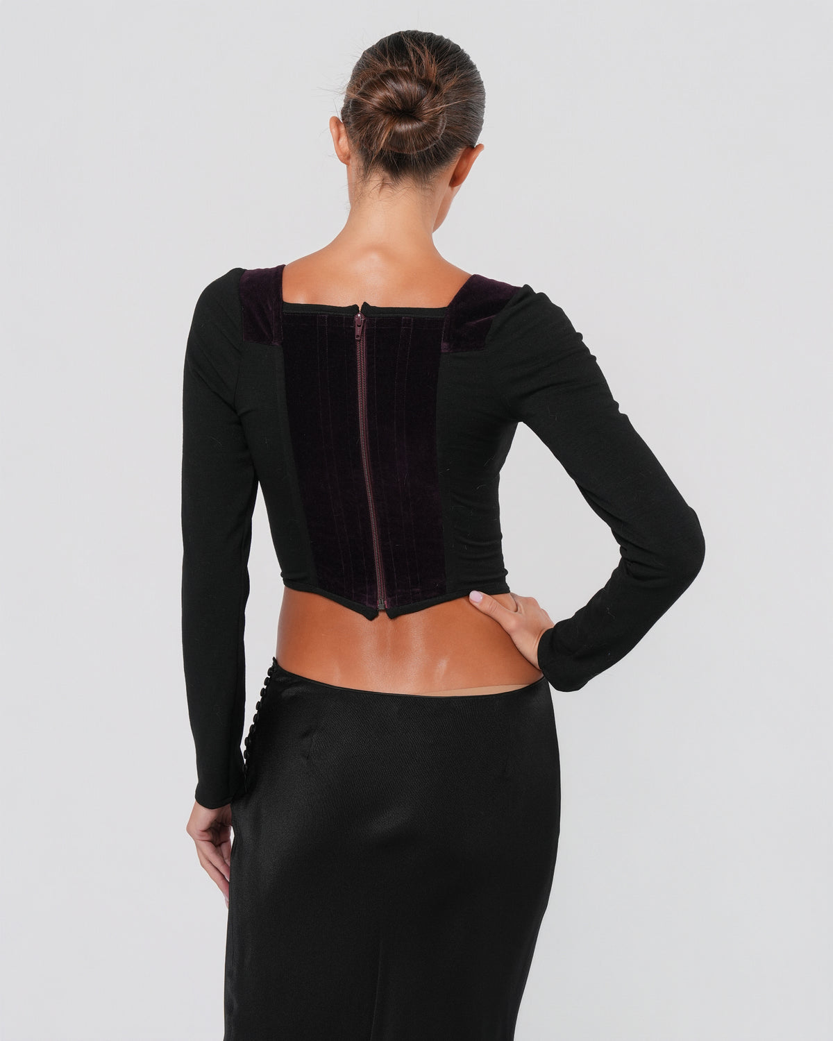 1990s Black And Purple Corset