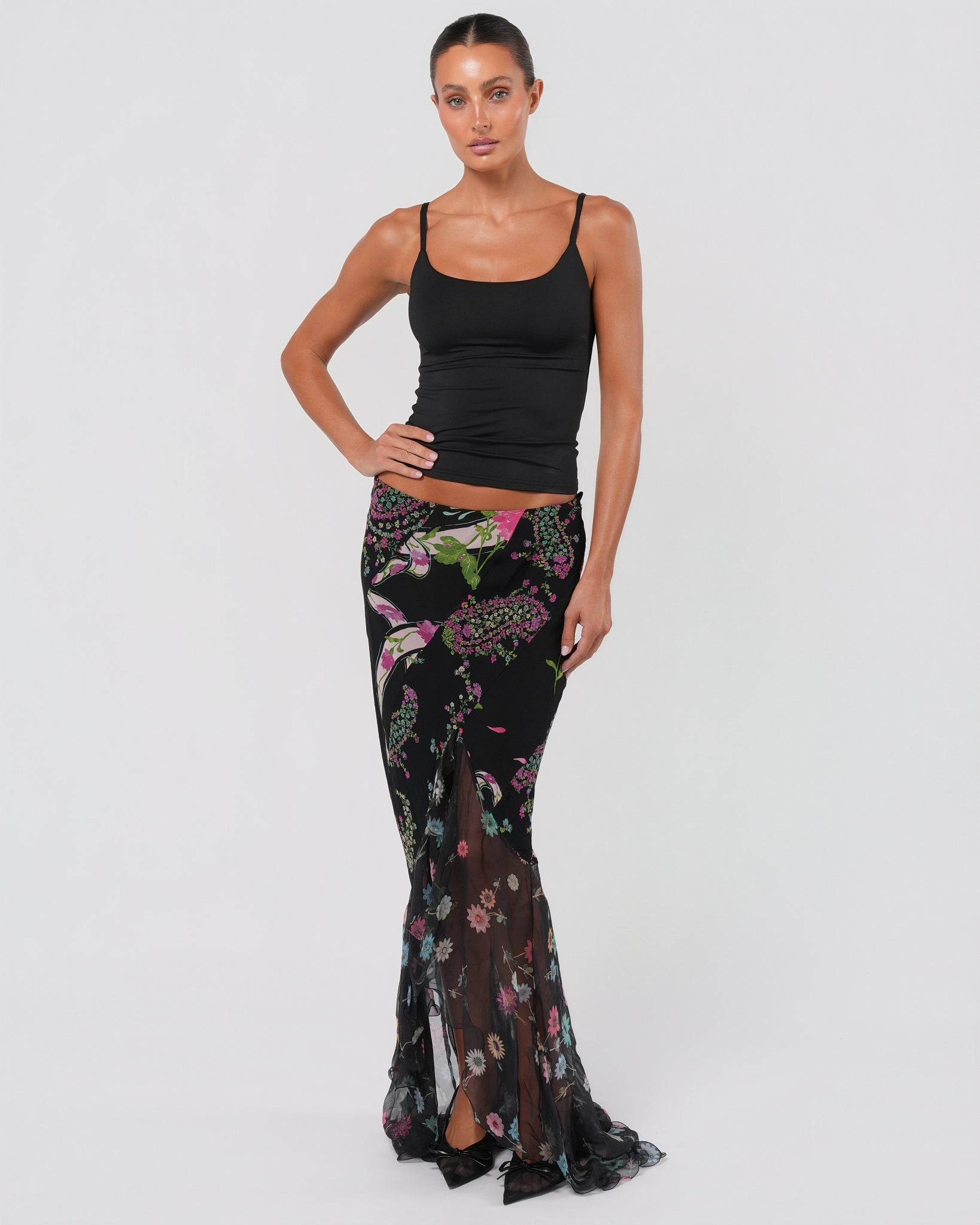 スカート 00s vtg share spirit archive silk skirt 2000s Floral Silk Maxi Skirt With Train – Justin Reed