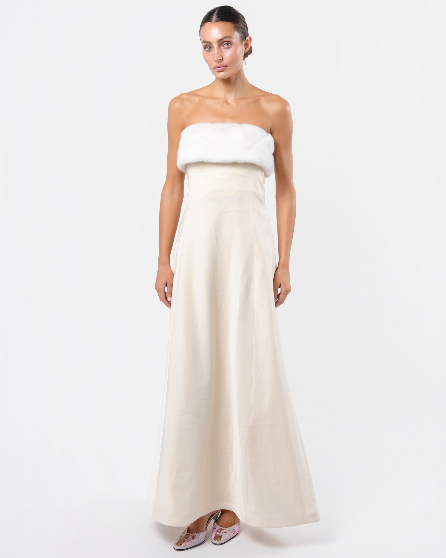 Faux Fur Trimmed Gown