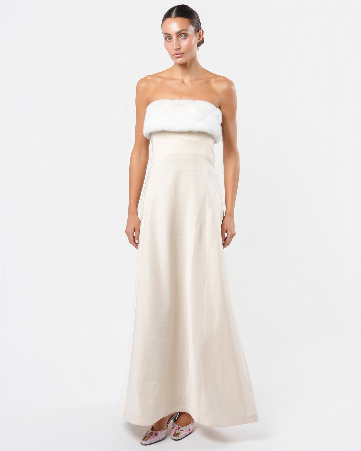 Faux Fur Trimmed Gown